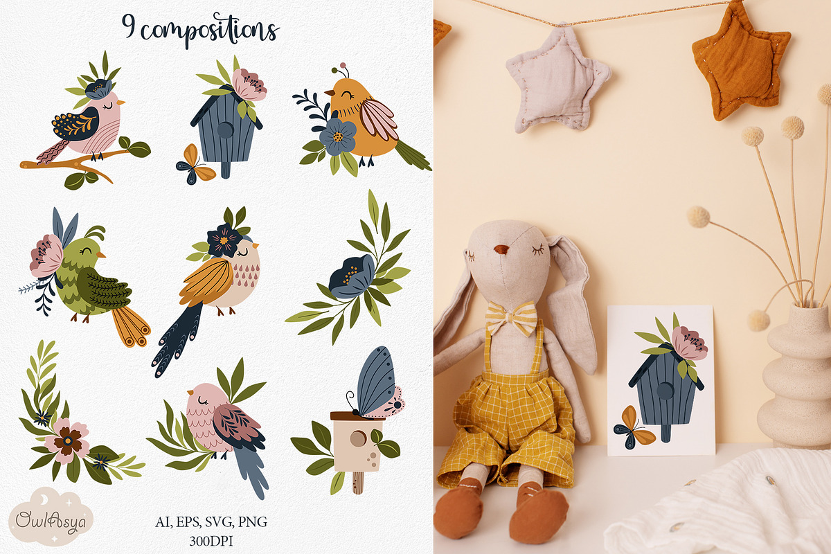 Birds and Butterflies Collection, a Decorative Illustration by owlasya (Photo 8 of 8)