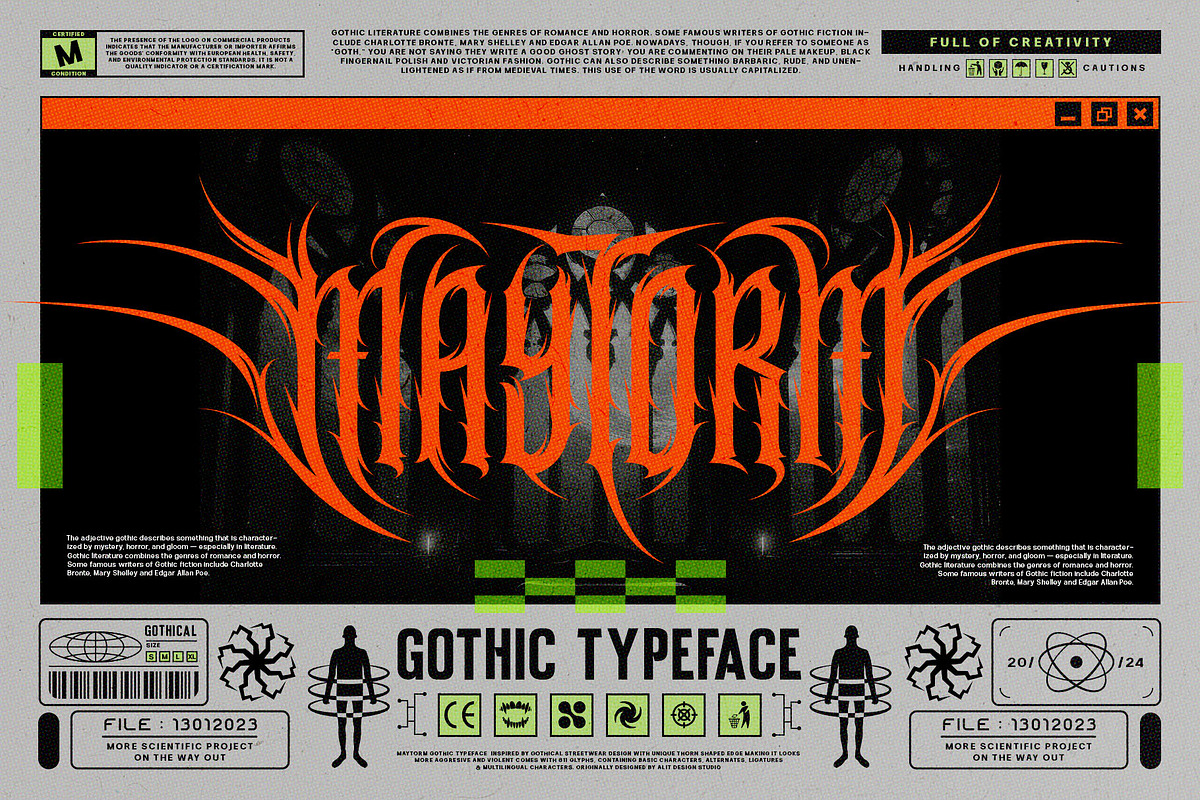 Maytorm Modern Metal Typeface, a Blackletter Font by alit design (Photo 1 of 20)