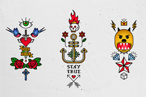 Vintage Old School Tattoo Icons Pack