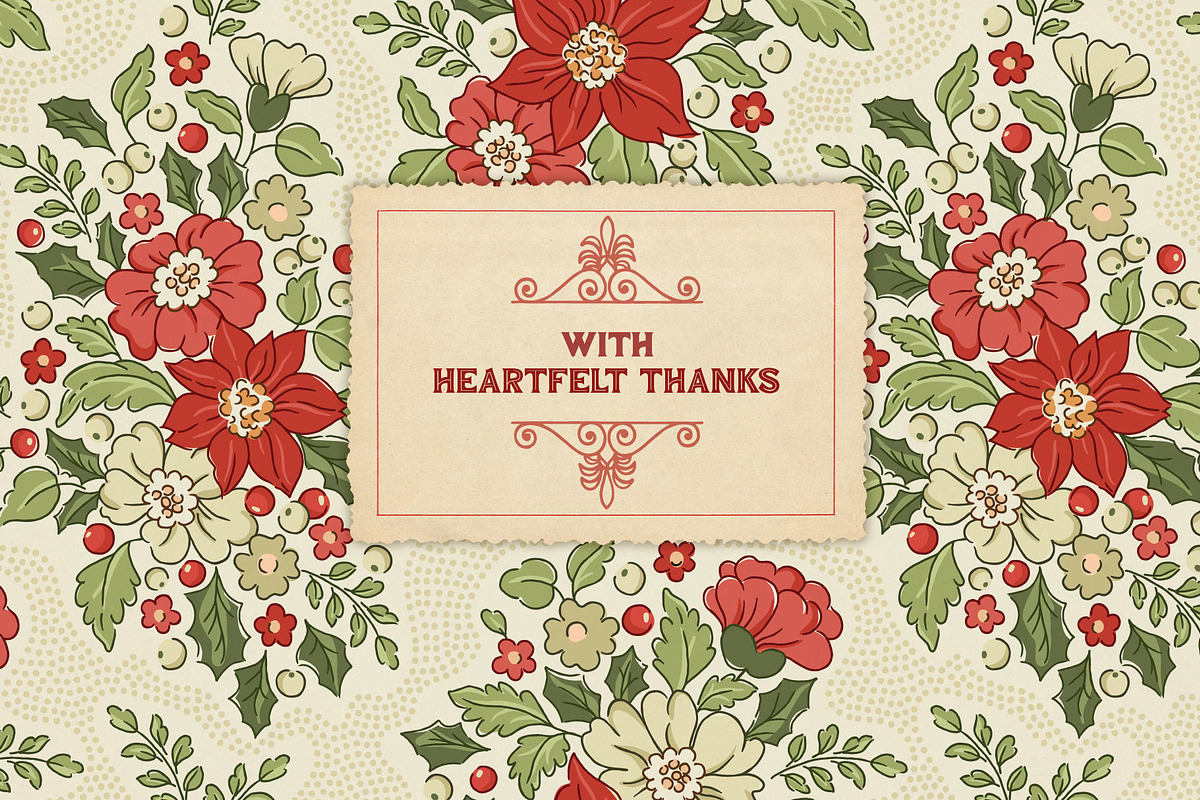 Vintage Christmas Clipart & Patterns, a Pattern Graphic by PATTERNS etc. (Photo 15 of 15)