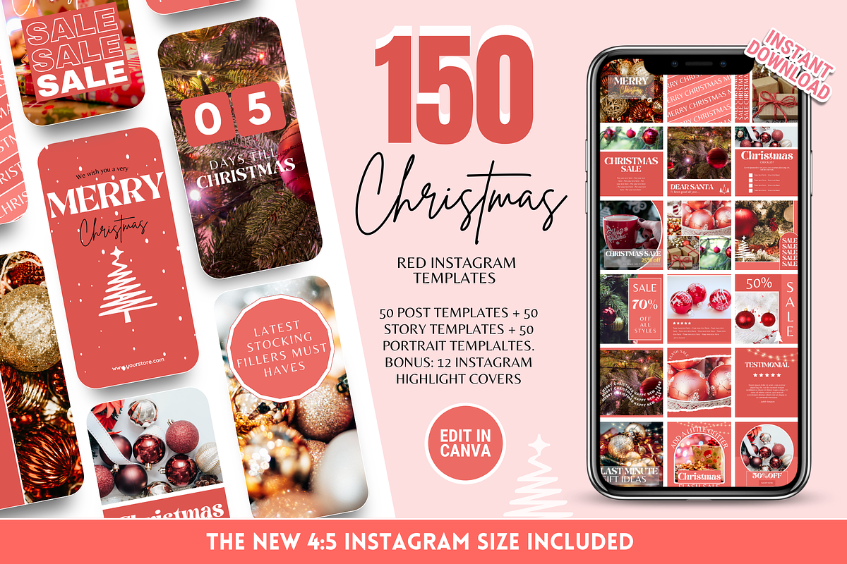 Red Christmas Instagram Templates