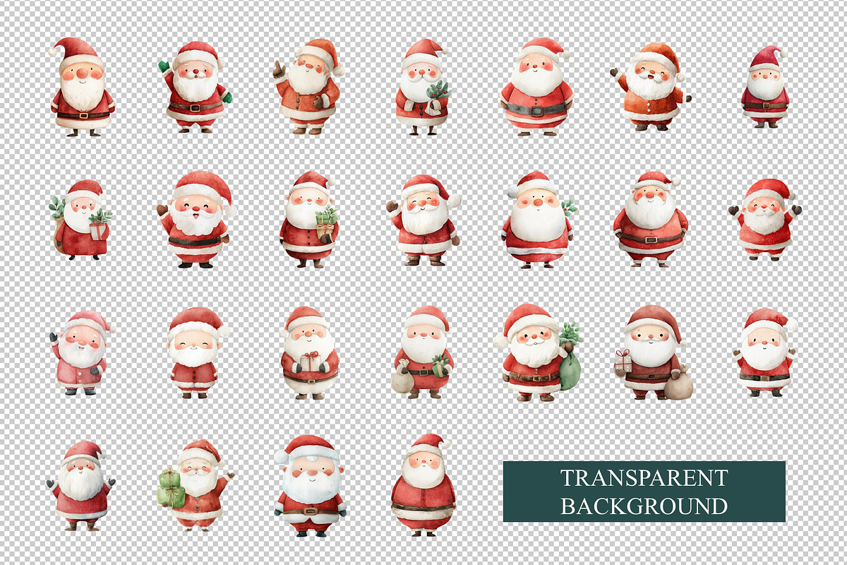 Cute Santa Claus Clipart, a Seasonal Illustration by Housui Patterns (Photo 7 of 13)