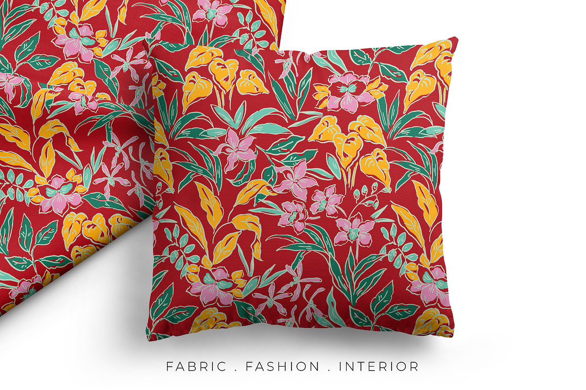 Hand-Drawn Orchid & Jungle Leaves, a Pattern Graphic by ASTUDIO (Photo 5 of 8)