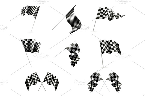Checkered Racing Flags Vector Icons