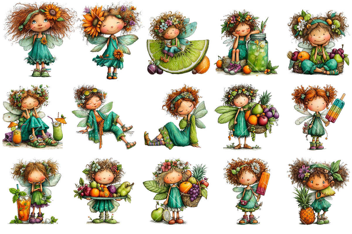 Whimsical Summer Fairy Clipart, an Illustration by OK Design (Photo 3 of 6)