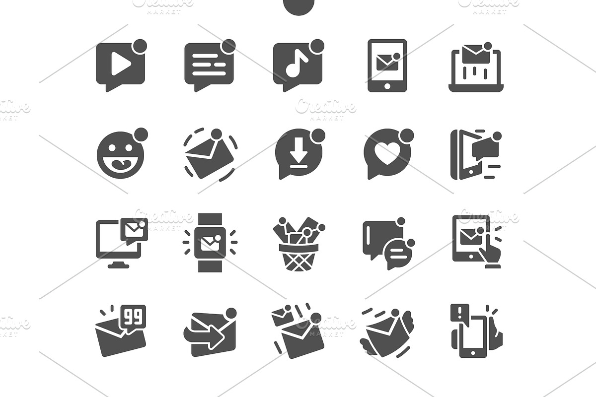 Unread messages Icons, a Solid Icon by Palau | Creative Market