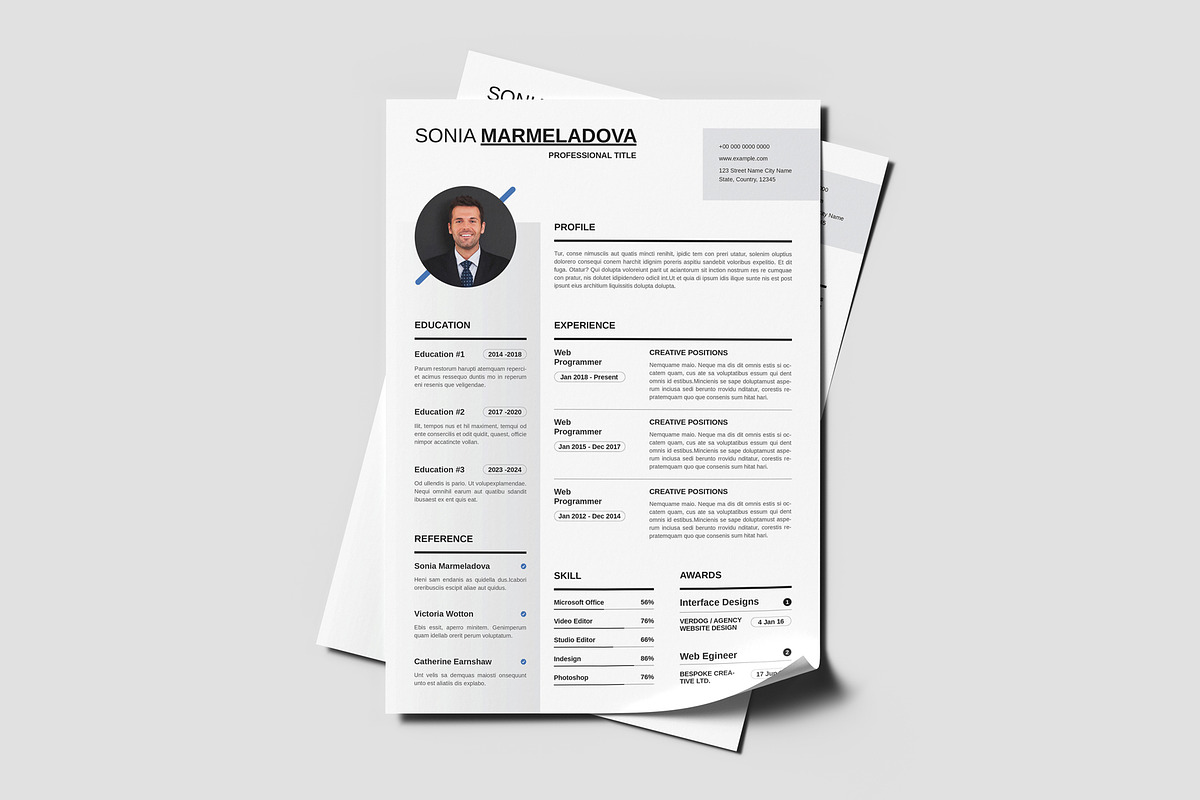 Clean Resume CV Template, a Resume Template by PixelStudio (Photo 1 of 4)