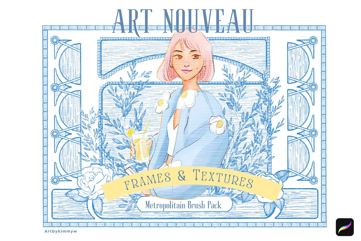 Procreate Art Nouveau Frames Brushes, a Brush Add-On by Artbykimmyw (Photo 1 of 9)