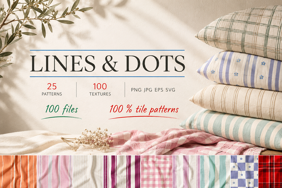 Cottage Stripe & Plaid Patterns, a Pattern Graphic by Casa Mandarina (Photo 1 of 12)
