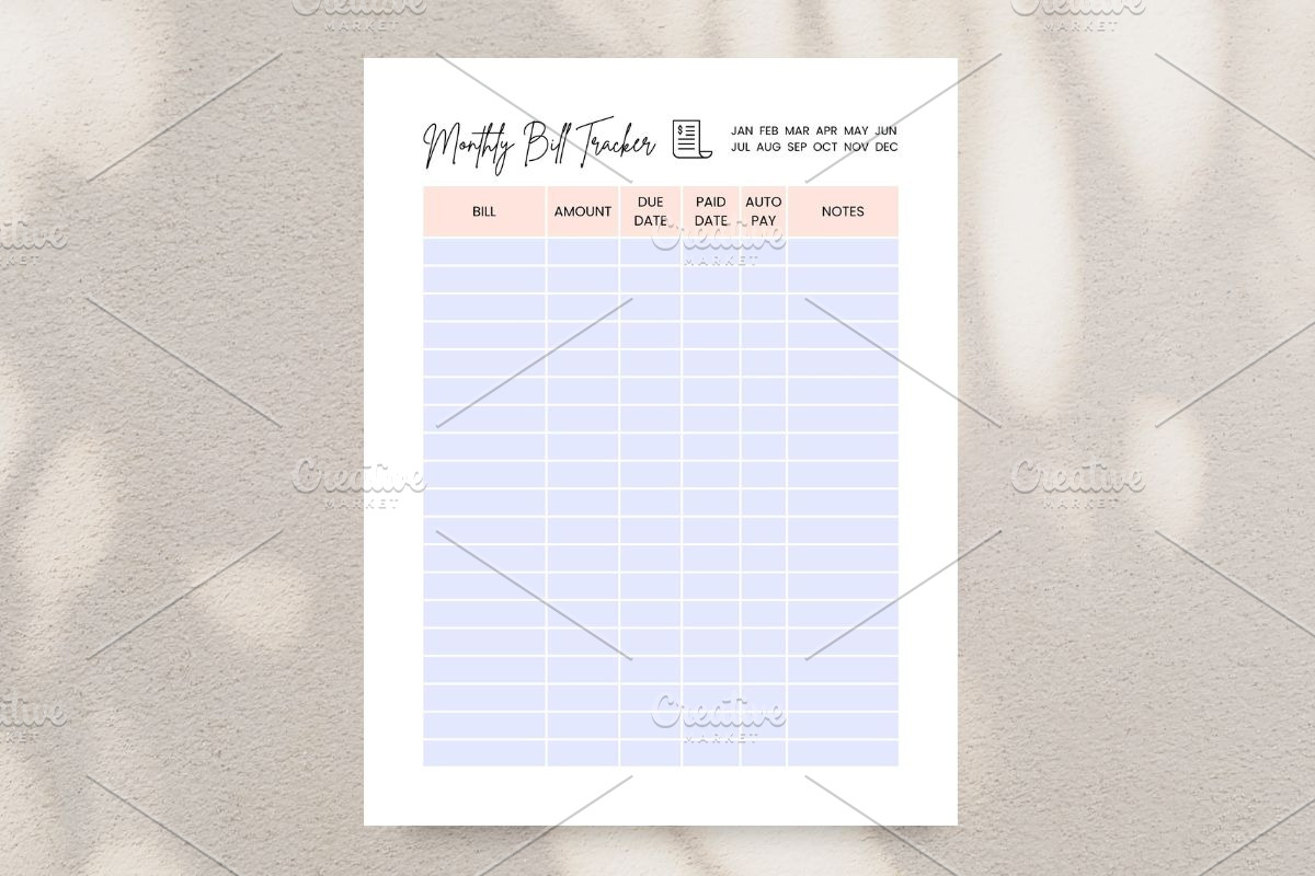 Monthly Bill Tracker, a Print Template by HillTract (Photo 5 of 5)