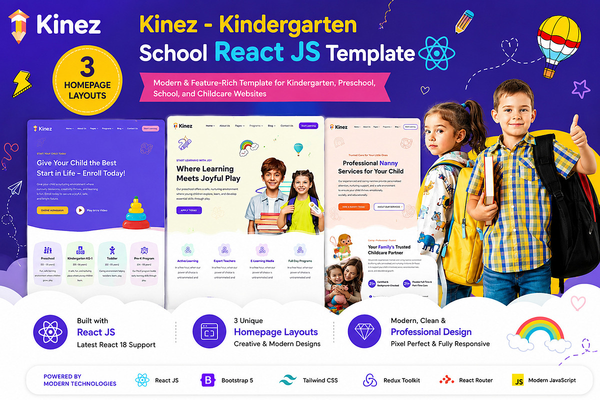 Kinez - Kindergarten React Template, a React Template by Helenshop (Photo 1 of 4)