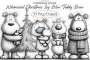 Whimsical Christmas Icy Blue Teddy B, an Illustration by designcity5 (Thumbnail 1 of 5)