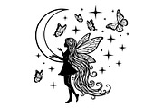 Fairy Moon Butterfly Silhouette, an Object Illustration by Gaye Art (Thumbnail 22 of 31)