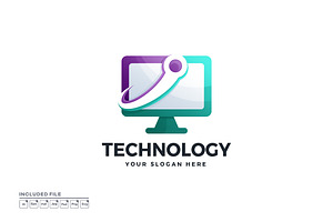 Monitor Technology Gradient Logo, a Branding & Logo Template by yuanesei