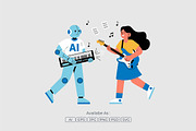 AI Robot Keyboard and Human Singer, a Technology Illustration by Partikusi Design (Thumbnail 2 of 3)