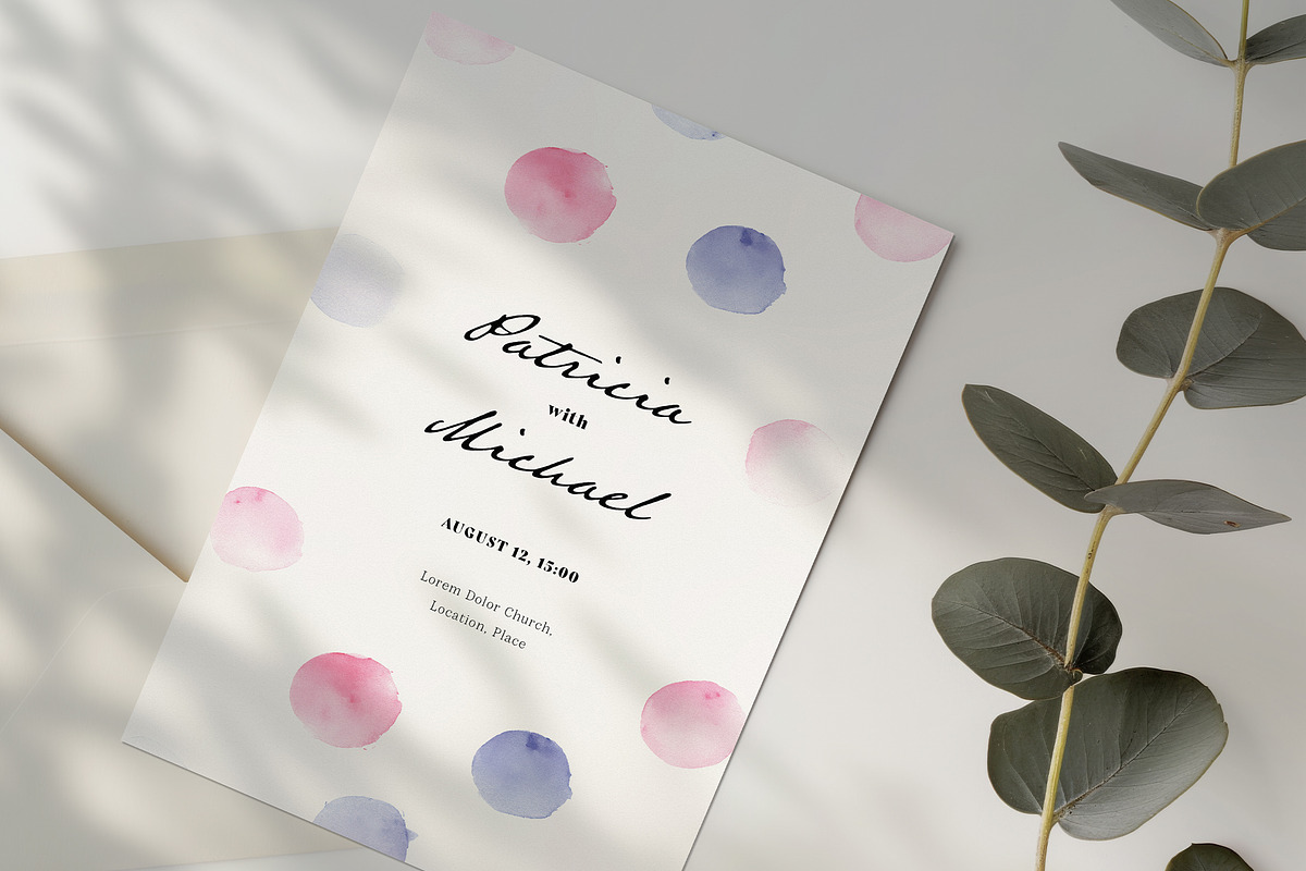 Watercolor Wedding Invitation Card, an Invitation Template by Filip Studio (Photo 1 of 2)