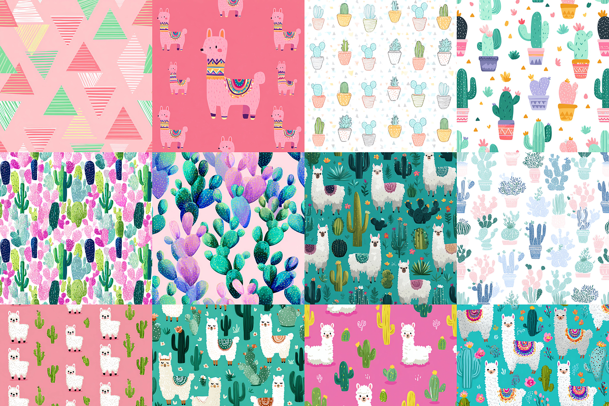 64 Llama Digital Paper Pack, a Pattern Graphic by LA Design (Photo 2 of 9)