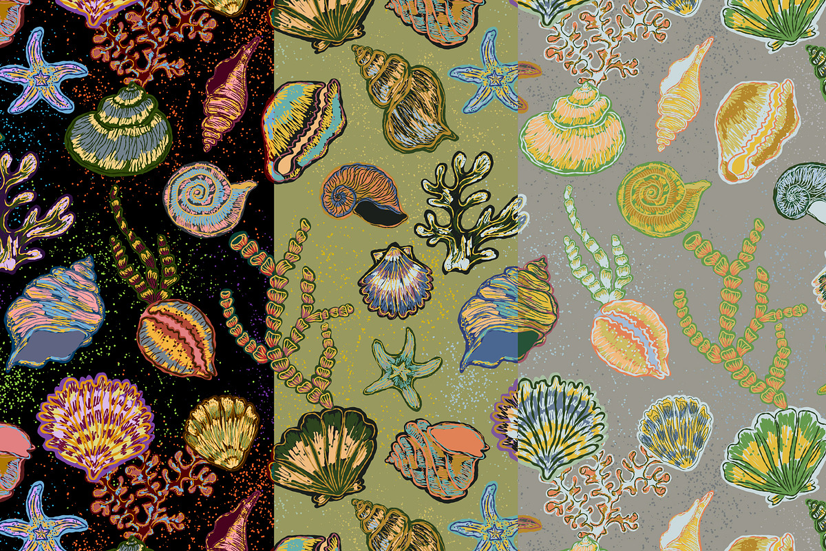 Vintage Seashell Coastal Nautica, a Pattern Graphic by NayaChu (Photo 2 of 9)