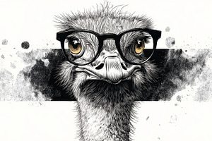 Ostrich in glasses poses playfully, a Photo by Beautiful things