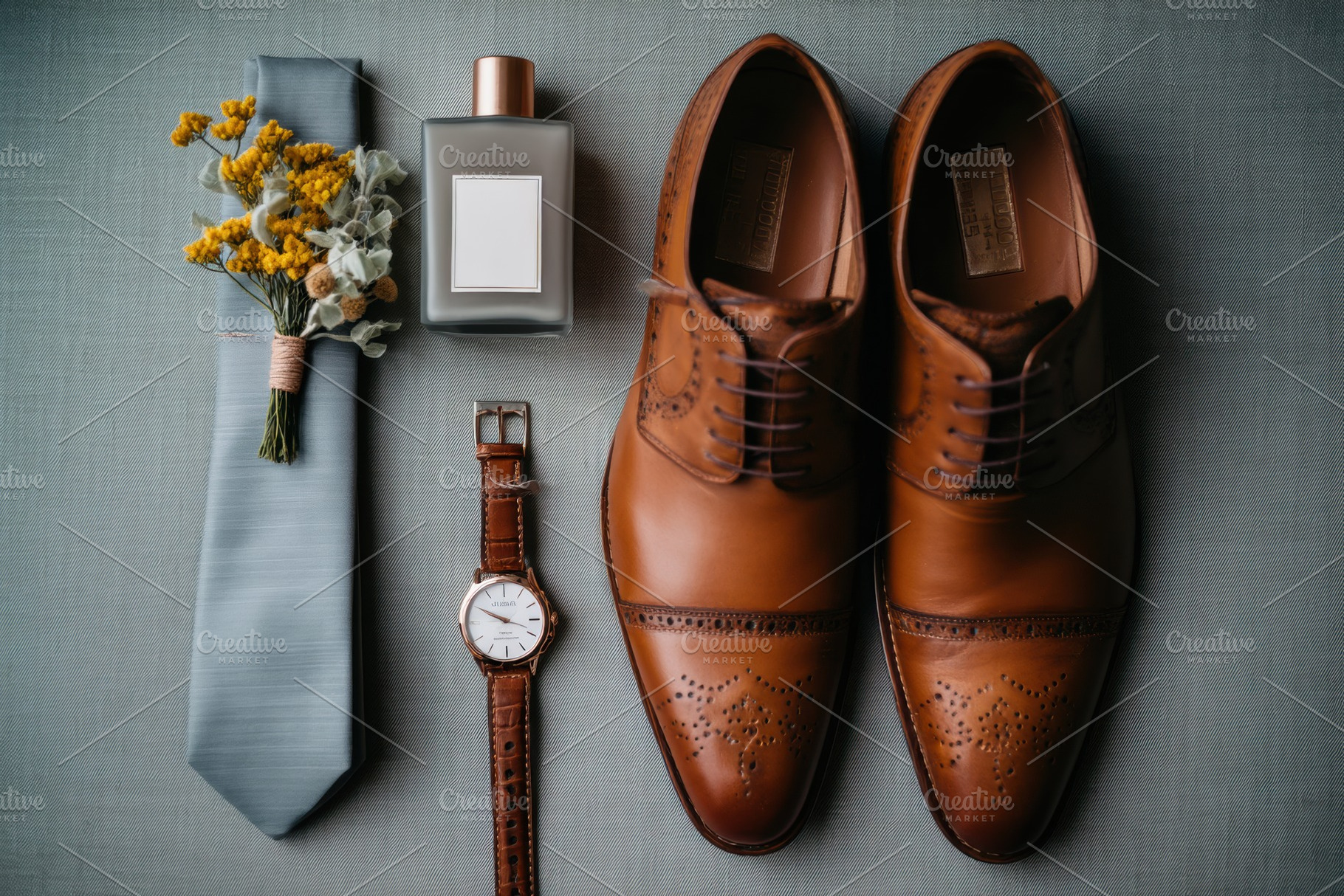 Groom’s accessories flat lay, a Beauty & Fashion Photo by Virgo Studio