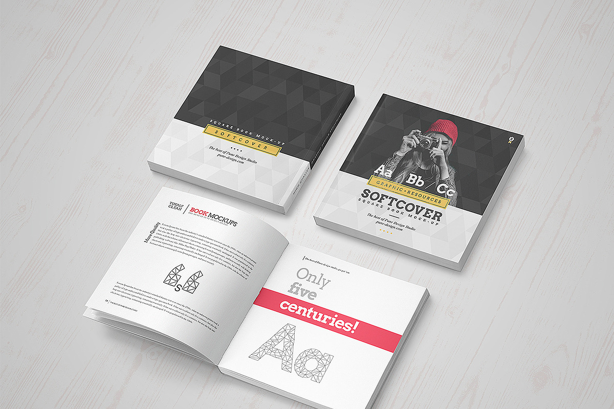 Softcover Square Book Mock-Up, a Books & Magazine Mockup by PuneDesign (Photo 8 of 11)
