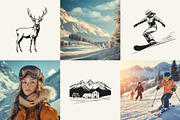 Winter Mountain Ski Resort Set, an Object Graphic by NatalieArtShop (Thumbnail 4 of 12)