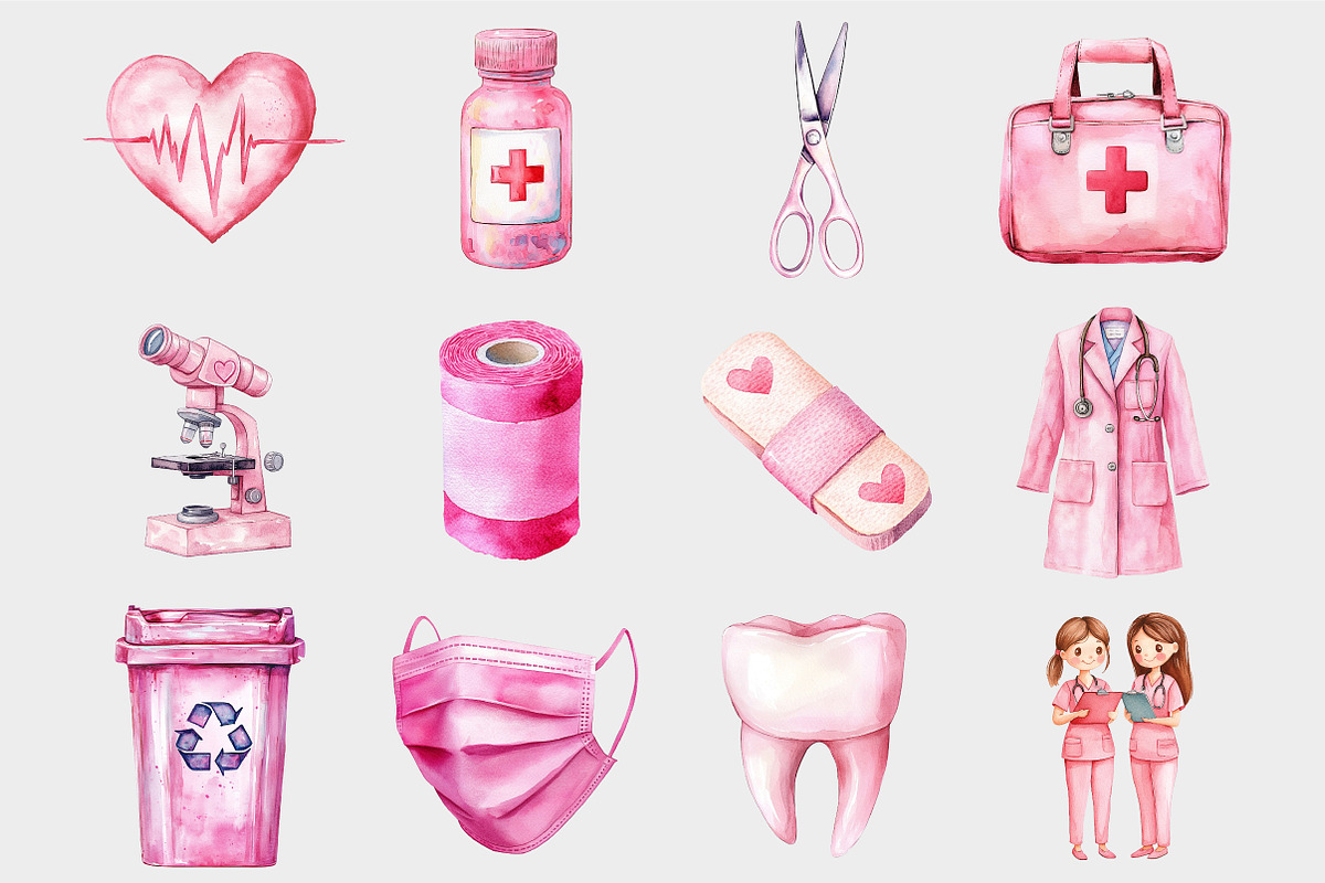 Watercolor Medical Clipart, a Seasonal Illustration by Design Market (Photo 4 of 5)