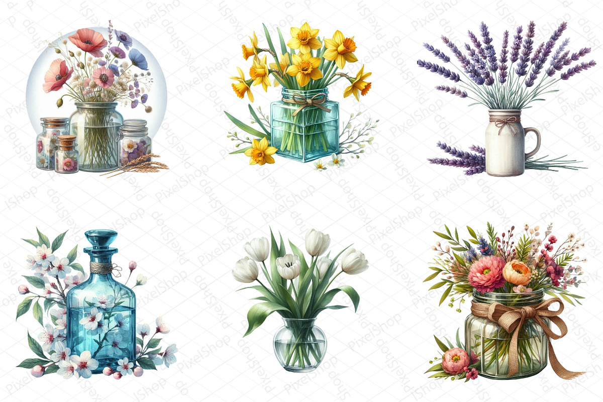 Flowers in Jar Sublimation Clipart, an Illustration by DreamPrint404 (Photo 5 of 5)