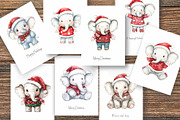 Christmas Elephant. Watercolor PNG., an Animal Illustration by KENO Mascots (Thumbnail 4 of 7)