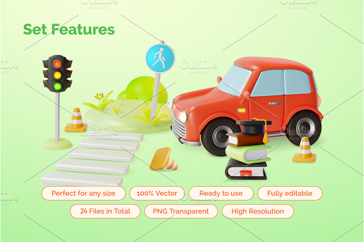 3d Driving  School Illustration Set, a 3D by 35lab (Photo 3 of 6)