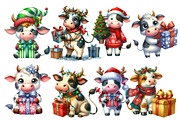 Christmas Funny Cow Clipart, an Illustration by Designworld (Thumbnail 2 of 5)