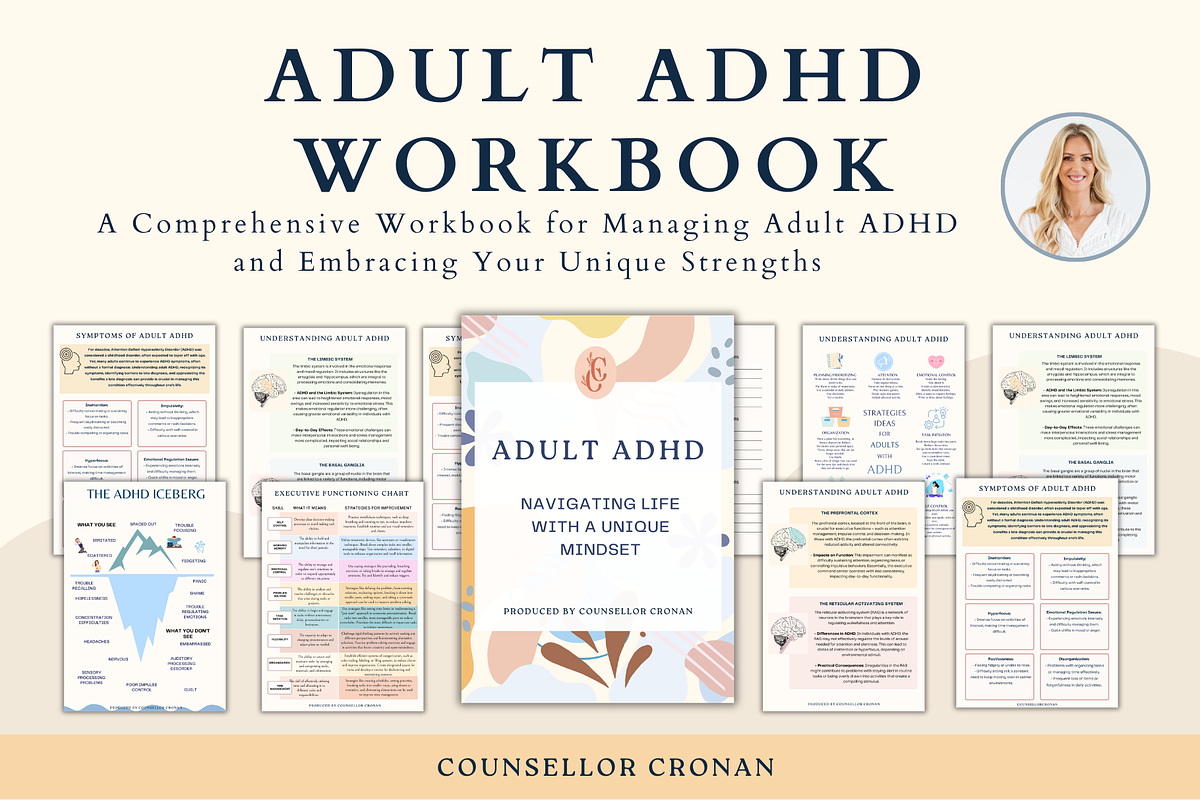 ADHD Adult Workbook and Planner, a Print Template by CounsellorCronan (Photo 1 of 7)