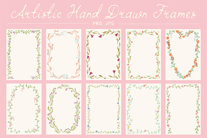 Whimsical Romantic Hand-drawn Frames, a Background Graphic by Ayya Studio