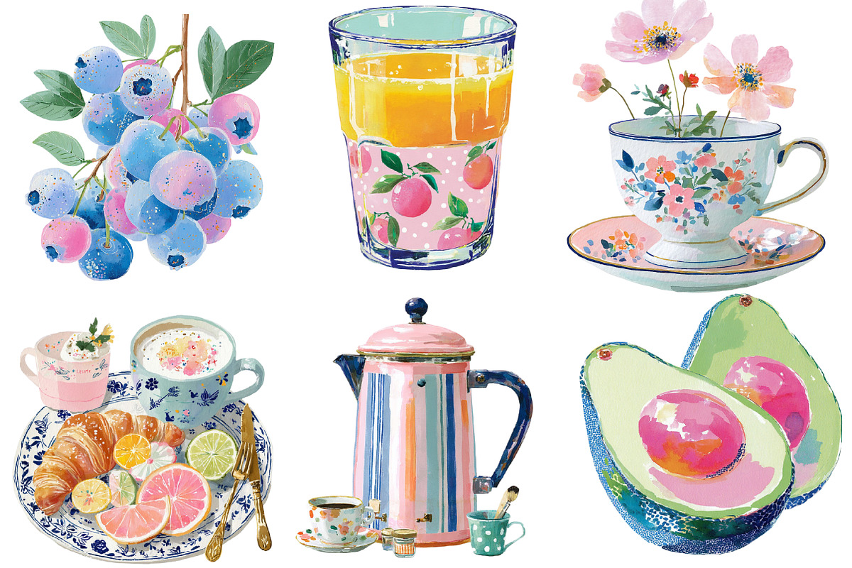 Breakfast & Coffee Clipart, an Illustration by DreamCafeArt (Photo 2 of 6)