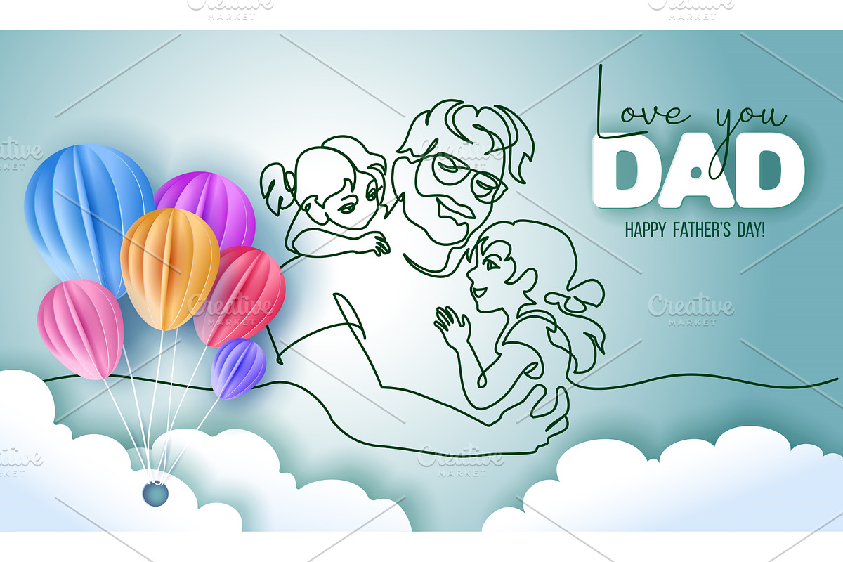 Happy Fathers Day holiday card. Dad, a Person Illustration by Valenty