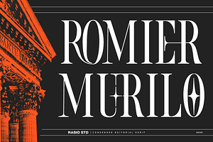 Romier Murilo Condensed Serif Font, a Serif Font by Rasio Studio