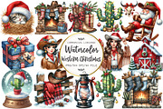 Watercolor Western Christmas Clipart, an Illustration by OK Design (Thumbnail 1 of 5)