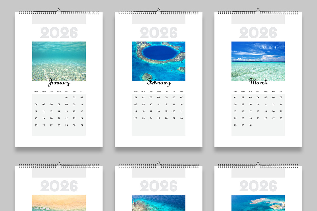 Minimal Wall Calendar 2026 Template preview 2