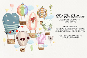Hot Air Balloon clipart & patterns.
