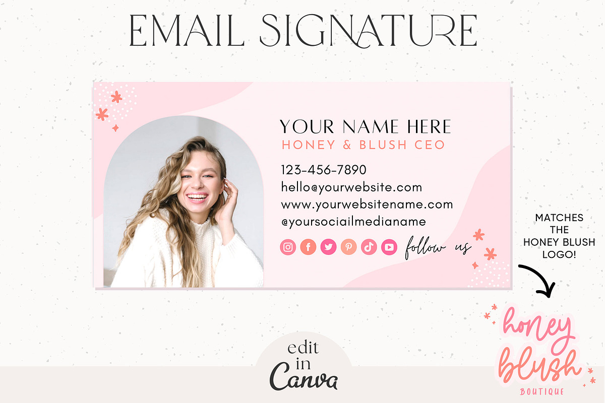 Pink Editable Email Signature Canva, an Email Template by Summit Avenue (Photo 1 of 5)