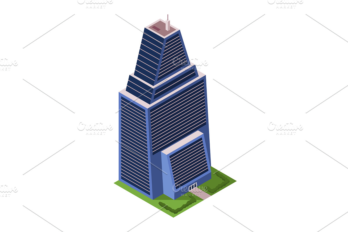Office building, isometric, an Object Illustration by the8monkey