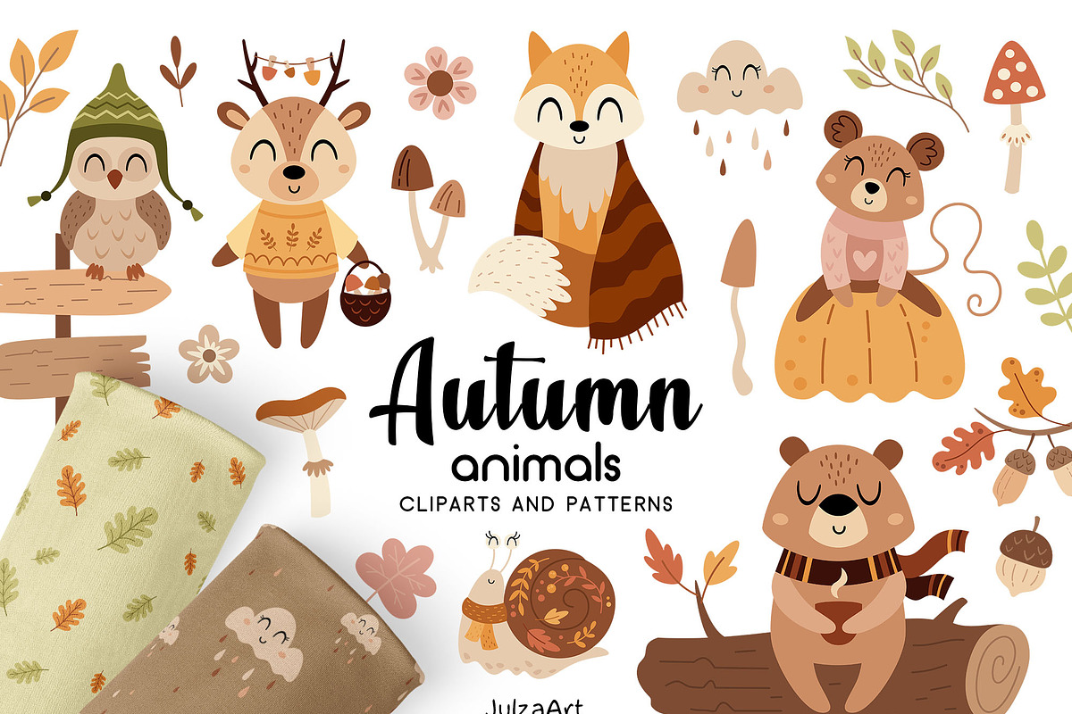 Autumn animals collection, a Seasonal Illustration by JulzaArt (Photo 1 of 11)