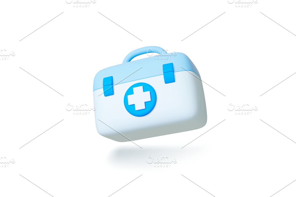 Medicine chest 3d icon. Isolated, an Object Illustration by Valerie Bodnar