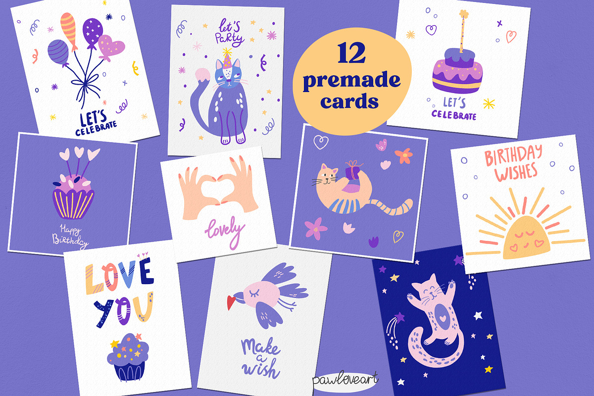 Funny cats – Birthday Clipart, an Object Graphic by PawLoveArt (Photo 9 of 14)