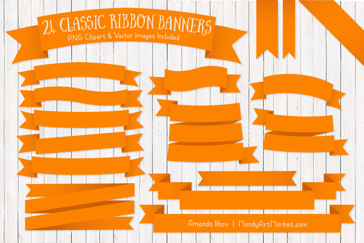 Orange Ribbon Banner Clipart, an Illustration by Amanda Ilkov (Photo 1 of 4)