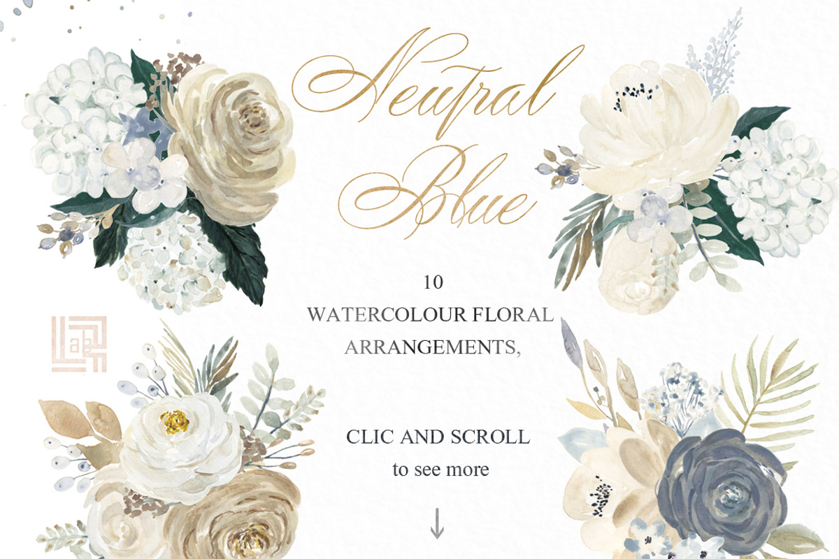 Neutral Beige Flowers Watercolor, a Texture Illustration by LABFcreations (Photo 6 of 15)
