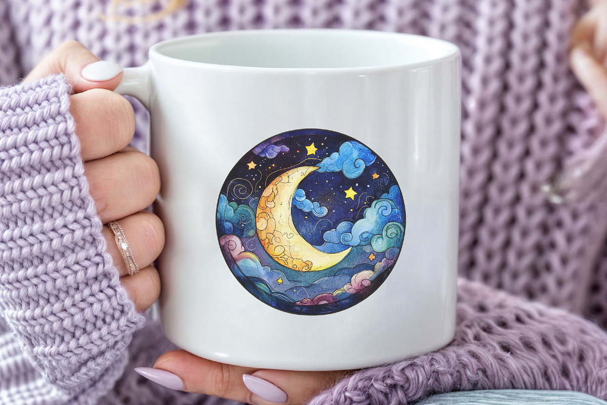 Moonlit Nights Stained Glass Clipart, an Illustration by Craft Nest (Photo 5 of 6)