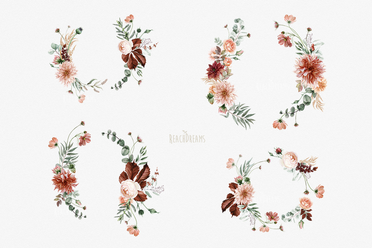 Terracotta Fall Floral Clipart, an Illustration by ReachDreams (Photo 7 of 10)