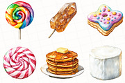 Sweet Treats Watercolor Clipart, an Illustration by OK Design (Thumbnail 2 of 5)