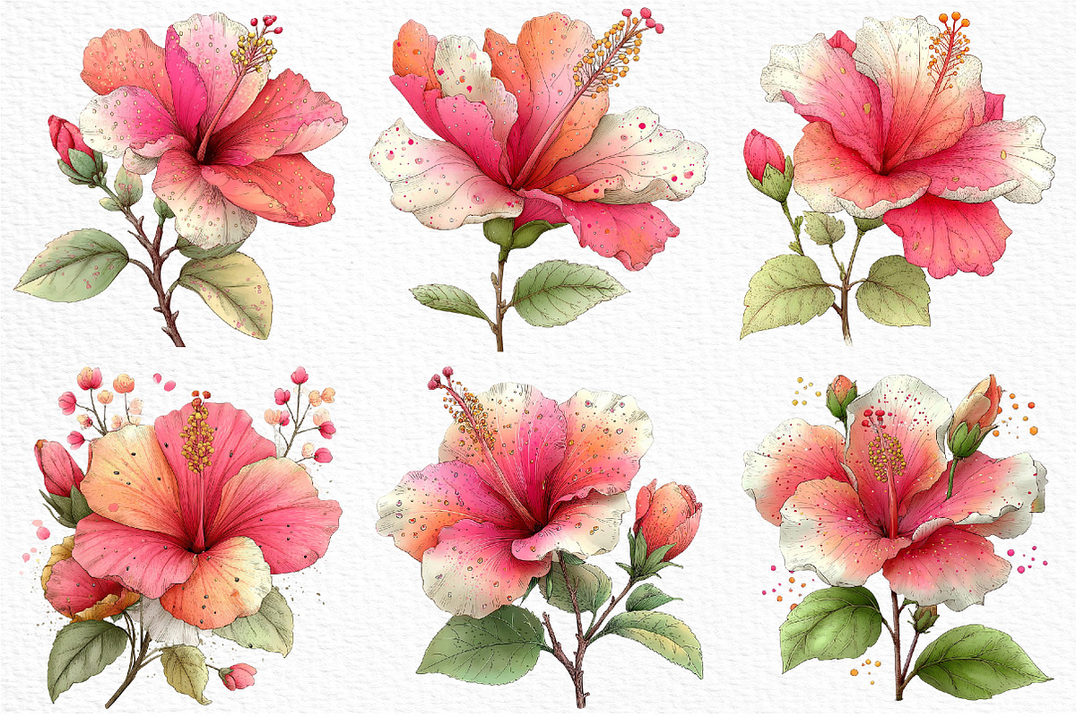 Whimsical Spring Hibiscus Flowers, an Illustration by Craft Nest (Photo 4 of 11)